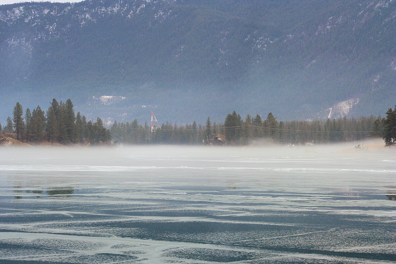 Thompson Falls Reservoir Frozen Over